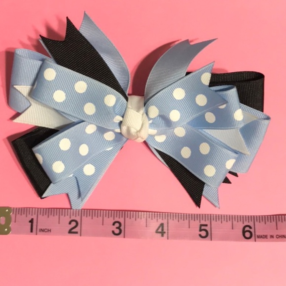 NEW - Large blue and white hair bow HANDMADE